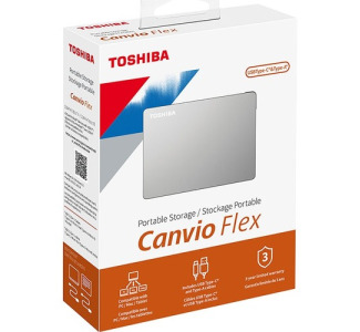 Toshiba Canvio Flex HDTX120XSCAA 2 TB Portable Hard Drive - External - Silver