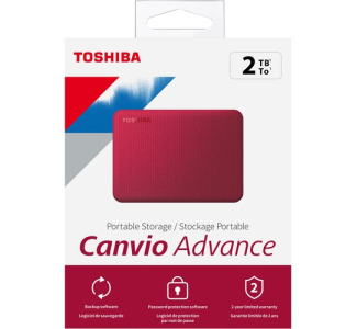 Toshiba Canvio Advance HDTCA20XR3AA 2 TB Portable Hard Drive - External - Red