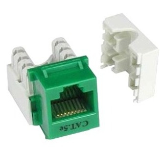 Unirise Cat5e Keystone Jack 110 Type Punch Down, Green