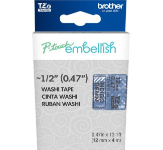 Brother P-touch Embellish Black on Indigo Denim Washi Tape 12mm (~1/2