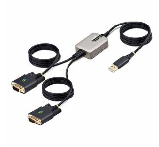 StarTech.com 13ft (4m) 2-Port USB to Serial Adapter Cable, COM Retention, FTDI, DB9 RS232, Changeable DB9 Screws/Nuts, Windows/macOS/Linux