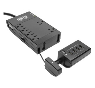 Tripp Lite by Eaton Protect It! 6-Outlet Surge Protector 4 USB Ports 6 ft. Cord 1080 Joules Diagnostic LED Black Housing