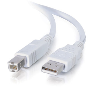 C2G 6.6ft USB to USB B Cable - USB A to USB B - USB 2.0 - White - M/M