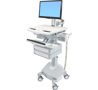 Ergotron StyleView Electric Lift Cart with Pivot, LiFe Powered, 2 Drawers (1x2)