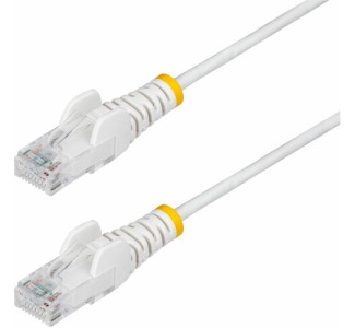 StarTech.com 25ft White Slim CAT6 Ethernet Cable, Slim Snagless RJ45, UTP, LSZH, 28AWG Bare Copper, Slim Network Patch Cord, Fluke Tested