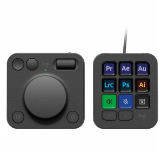 Logitech MX Creative Console, Programmable Keypad With 9 Customizable LCD Keys and Control Dial for Graphic Design, Video Editing, Photography, use with Adobe, Zoom, Spotify and more (Graphite)
