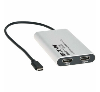 Tripp Lite by Eaton USB-C Adapter, Dual Display - 4K 60 Hz HDMI, 100W PD Passthrough, Silver