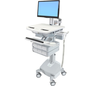 Ergotron StyleView Electric Lift Cart with Pivot, LiFe Powered, 6 Drawers (3x2)