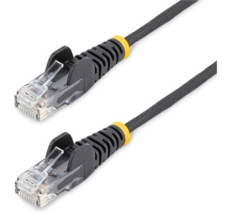 StarTech.com 15ft Black Slim CAT6 Ethernet Cable, Slim Snagless RJ45, UTP, LSZH, 28AWG Bare Copper, Slim Network Patch Cord, Fluke Tested