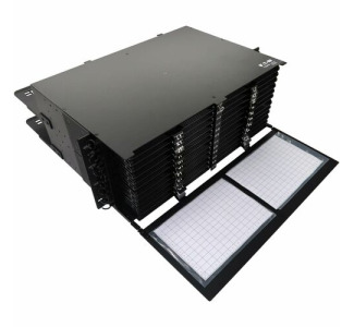 Eaton Tripp Lite Series High-Density Panel Fiber Splice Enclosure - 24 Splicing Cassettes, 576 LC/UPC SM 0.9 mm, 1.5 m Pigtail, 4U Rack