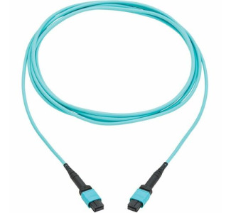 Eaton Tripp Lite Series 100G Multimode 50/125 OM4 Fiber Optic Cable (12F MPO/MPO-PC F/F), Type-A Polarity, OFNP, Aqua, 3 m (9.8 ft.), TAA