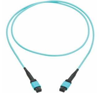 Eaton Tripp Lite Series 100G Multimode 50/125 OM4 Fiber Optic Cable (12F MPO/MPO-PC F/F), Type-B Polarity, OFNP, Aqua, 1 m (3.3 ft.), TAA