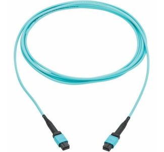 Eaton Tripp Lite Series 100G Multimode 50/125 OM4 Fiber Optic Cable (12F MPO/MPO-PC F/F), Type-B Polarity, OFNP, Aqua, 4 m (13.1 ft.), TAA
