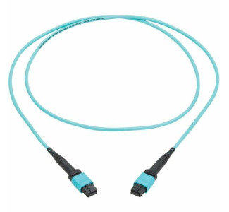 Eaton Tripp Lite Series 100G Multimode 50/125 OM4 Fiber Optic Cable (12F MPO/MPO-PC F/F), Type-A Polarity, OFNP, Aqua, 2 m (6.6 ft.), TAA