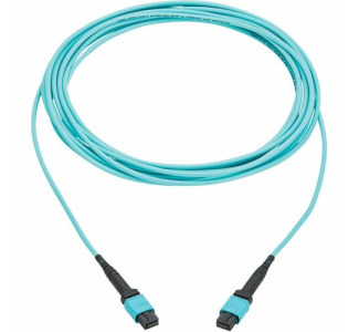 Eaton Tripp Lite Series 100G Multimode 50/125 OM4 Fiber Optic Cable (12F MPO/MPO-PC F/F), Type-A Polarity, OFNP, Aqua, 5 m (16.4 ft.), TAA