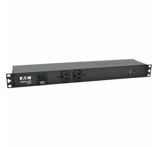 Eaton Tripp Lite Series 2kW Single-Phase Local Metered PDU + ISOBAR Surge Suppression, 3840 Joules, 100-127V Outlets (12 5-20R, 2 5-15R), L5-20P/5-20P, 15 ft. (4.57 m) Cord, 1U Rack-Mount
