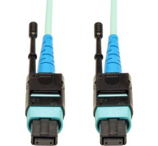 Eaton Tripp Lite Series 100G MTP/MPO Multimode OM3 Plenum-Rated Fiber Optic Cable (CXP), 24 Fiber, 100GBASE-SR10, Push/Pull Tabs, Aqua, 1 m