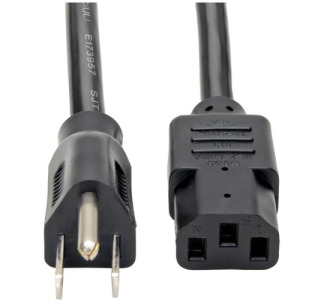 Eaton Tripp Lite Series Computer Power Cord, NEMA 5-15P to C13 - Heavy-Duty, 15A, 125V, 14 AWG, 12 ft. (3.66 m), Black