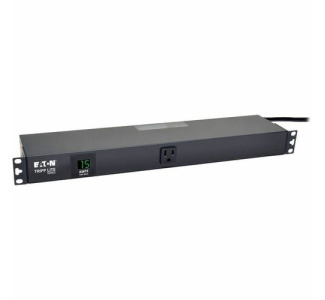 Eaton Tripp Lite Series 1.5kW Single-Phase Local Metered PDU, 100-127V Outlets (13 5-15R), 5-15P, 100-127V Input, 15 ft. (4.57 m) Cord, 1U Rack-Mount