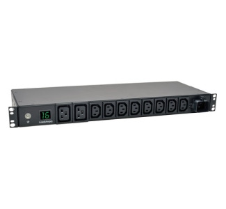 Tripp Lite by Eaton 3.7kW Single-Phase Local Metered PDU, 208/230V Outlets (8 C13, 2 C19) IEC-309 16A Blue, 8 ft. (2.43 m) Cord, 1U Rack-Mount, TAA