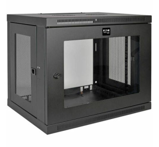 Eaton Tripp Lite Series SmartRack 9U Low-Profile Switch-Depth Wall-Mount Mini Rack Enclosure, Clear Acrylic Window