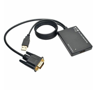 Eaton Tripp Lite Series VGA to HDMI Active Adapter Cable with Audio and USB Power (M/F), 1080p, 6 in. (15.2 cm)