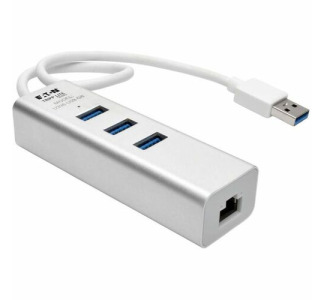 Eaton Tripp Lite Series USB to Gigabit Ethernet NIC Network Adapter with 3 Port USB 3.x (5Gbps) Hub