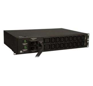 Tripp Lite by Eaton 7.4kW Single-Phase Local Metered PDU, 230V Outlets (2-C19, 16-C13), IEC-309 230V 32A Blue, 12 ft. (3.66 m) Cord, 2U Rack-Mount, TAA