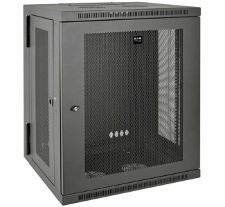 Eaton Tripp Lite Series SmartRack 15U Low-Profile Switch-Depth Wall-Mount Half-Height Rack Enclosure, Hinged Back