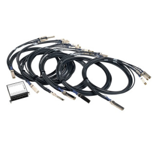Tripp Lite by Eaton 12-Port SFP+ 10GbE Pass-through Cassette with six QSFP+ to 4xSFP+ Breakout Cables