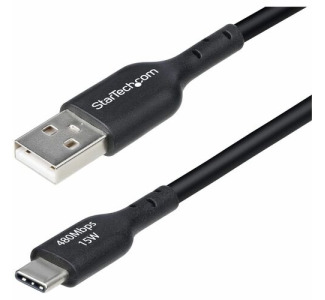 StarTech.com 10ft (3m) USB-A to USB-C Charging Cable, Charge & Sync, 3A, USB 2.0, TPE Jacket - Black USB Charging Cord