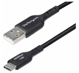 USB-A to USB-C Charging Cable supports 15W/3A Fast Charge and 480Mbps; Connect to a USB-A charger/power bank/hub; Works w/portable USB-C devices; Color: Black; O.D.: 3.5mm; Jacket: TPE w/Braided Shield; NOTE: No USB-C video (DP Alt Mode) support