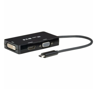 Eaton Tripp Lite Series USB-C Multiport Adapter (M/3xF) - 4K 60 Hz HDMI, 1080p VGA + DVI Ports, Black