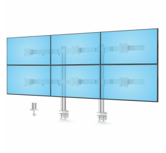 StarTech.com Six-Monitor Desk Mount with Crossbar, Up To 32-inch Computer Screens, Max 17.6lb (8kg) each, Dual Column, C-clamp/Grommet
