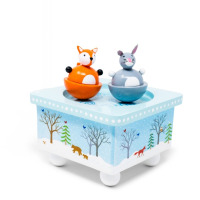 Jack Rabbit Music Box Dancing fox and bunny