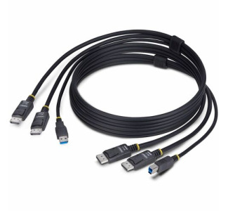 StarTech.com 6ft (1.8m) Dual-DisplayPort and USB 5Gbps KVM Cable, Up to 4K 60Hz, DP and USB Combo Cable for KVM Switch