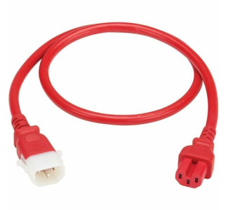 Eaton Tripp Lite Series PDU Power Cords, C15 to P-Lock C14 - Heavy-Duty, 15A, 250V, 14 AWG, 3 ft. (0.9 m), Red, 6 Pack