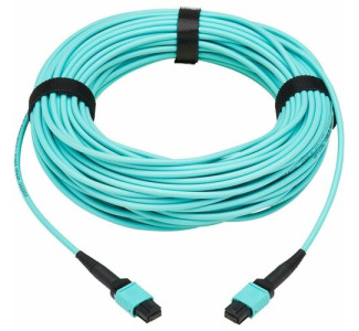 Eaton Tripp Lite Series 40/100/400G Multimode 50/125 OM3 Fiber Optic Cable (8F MPO/MPO-PC F/F), Type-A Polarity, OFNP, Aqua, 20 m (65.6 ft.)