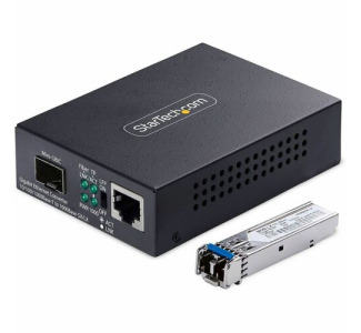 StarTech.com Gigabit Ethernet Copper-to-Fiber Media Converter, SM LC, 20km, 10/100/1000 Mbps, RJ45 to LC, 9K Jumbo Frames, TAA Compliant