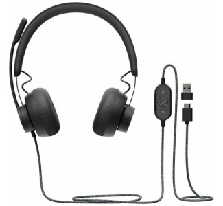 Logitech Zone Wired 2 - Noise-Canceling Headset with Adaptive Hybrid ANC, USB-C with USB-A adapter, Offwhite