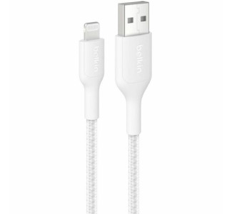 Belkin Braided USB-A Cable With Lightning Connector, 3.3ft/1m, White
