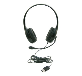 Califone KH-08 GUSB BK On-Ear Headset with Gooseneck Microphone, USB (Black)
