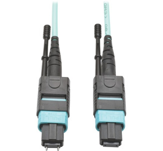 Eaton Tripp Lite Series 40G MTP/MPO Multimode OM3 Plenum-Rated Fiber Optic Cable (M/F), 12 Fiber, 40GBASE-SR4, Aqua, 10 m