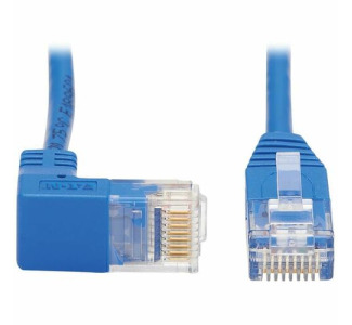 Eaton Tripp Lite Series Down-Angle Cat6 Gigabit Molded Slim UTP Ethernet Cable (RJ45 Right-Angle Down M to RJ45 M), Blue, 15 ft. (4.57 m)