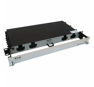 Eaton Tripp Lite Series Preloaded Fiber Panel, 1U - 2x (24F MTP/MPO-PC to 12x LC Duplex F/M) 24F Trunk Cables, OM4 Multimode, 10 m (32.8 ft.)