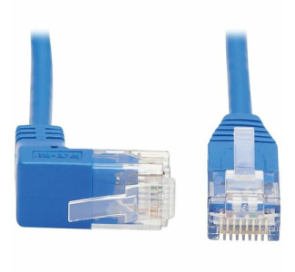 Eaton Tripp Lite Series Up-Angle Cat6 Gigabit Molded Slim UTP Ethernet Cable (RJ45 Right-Angle Up M to RJ45 M), Blue, 15 ft. (4.57 m)