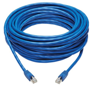 Tripp Lite by Eaton Cat6a 10G Snagless F/UTP Ethernet Cable (RJ45 M/M) PoE CMR-LP Blue 50 ft. (15.24 m)