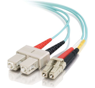 C2G 15m LC-SC 10Gb 50/125 Duplex Multimode OM3 Fiber Cable - Aqua - 49ft