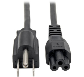 Eaton Tripp Lite Series 3-Slot Power Cord, NEMA 5-15P to C5 - Laptop/Notebook, 7A, 125V, 18 AWG, 6 ft. (1.8 m), Black