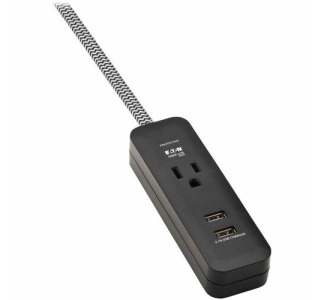 Eaton Tripp Lite Series 1-Outlet Surge Protector with 2 USB Ports (2.1A Shared) - 4 ft. Cord, 5-15P Plug, 450 Joules, Black